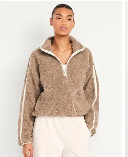 Loose Sherpa Quarter-Zip Pullover | Old Navy