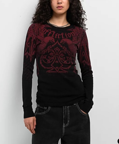 Affliction Skyward Crown Black Thermal Long Sleeve T-Shirt
