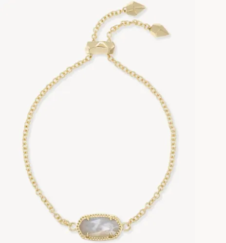 Elaina Gold Adjustable Chain Bracelet in Ivory Mother-of-Pearl