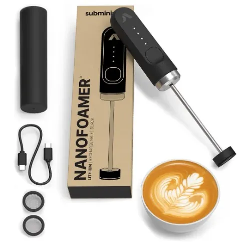 Subminimal NanoFoamer Lithium Handheld Milk Foamer | USB-C Rechargeable, IP4 Waterproof, Dual-Speed, Stainless Steel | Premium Microfoamed Milk in 30 Seconds, Barista-Style Coffee Drinks at Home: Milk Frothers & Accessories: Amazon.com.au