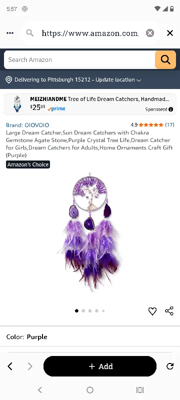 Large Dream Catcher,Sun Dream Catchers with Chakra Gemstone Agate Stone,Purple Crystal Tree Life,Dream Catcher for Girls,Dream Catchers for Adults,Home Ornaments Craft Gift (Purple)