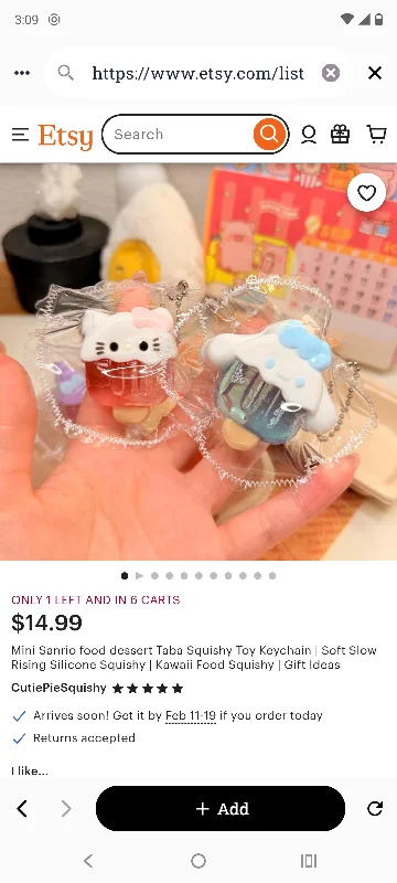 Mini Sanrio food dessert Taba Squishy Toy Keychain | Soft Slow Rising Silicone Squishy | Kawaii Food Squishy | Gift Ideas