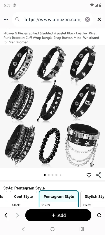 Hicarer 9 Pieces Spiked Studded Bracelet Black Leather Rivet Punk Bracelet Cuff Wrap Bangle Snap Button Metal Wristband for Men Women