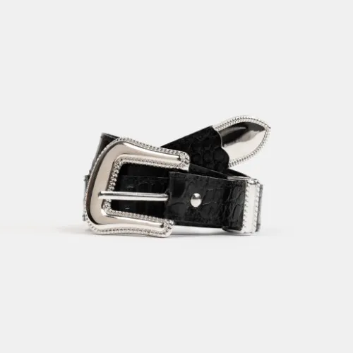 Croco Belt - Black Piano