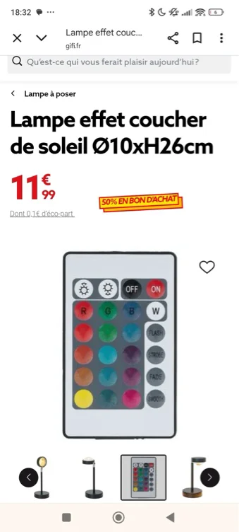Lampe coucher de soleil 