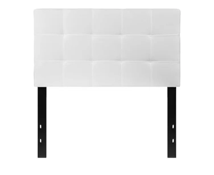 Flash Furniture Bedford Box Stitch Tufted Upholstered Twin Size Headboard in White Fabric