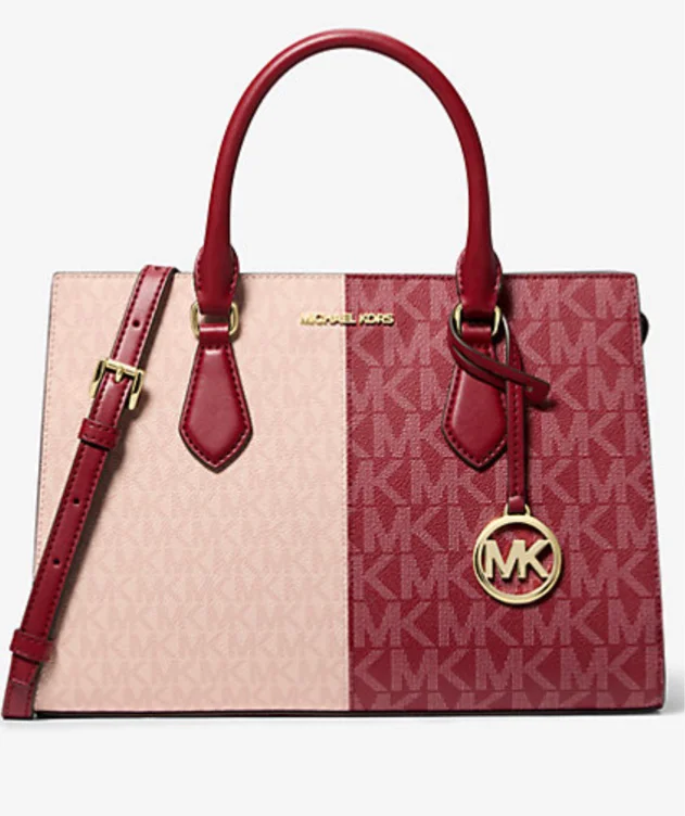 Sheila Medium Two-Tone Cherry Signature Logo Satchel
