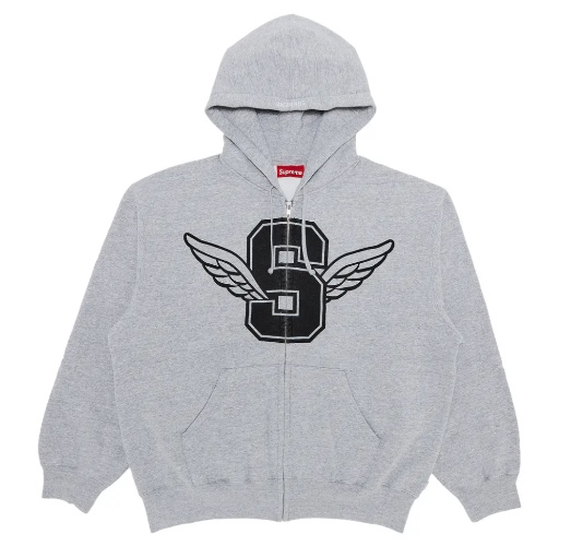 Supreme Wings Zip Up Hooded Sweatshirt 'Heather Grey'