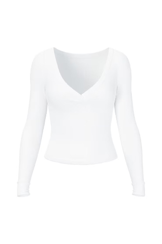 SnatchRib Crossover Longsleeve Top - Garage - White - Women Clothing