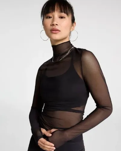 CALIA Women's Draped Funnel Long Sleeve Tee