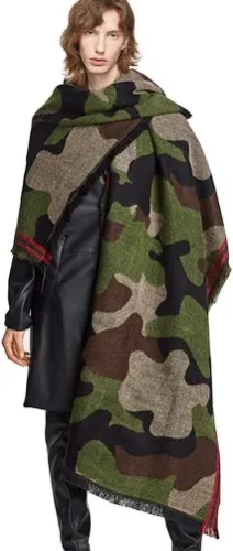 Echolife Cashmere Wool Camouflage Scarf Poncho Pashmina Shawl and Wrap for Women (Green) at Amazon Women’s Clothing store