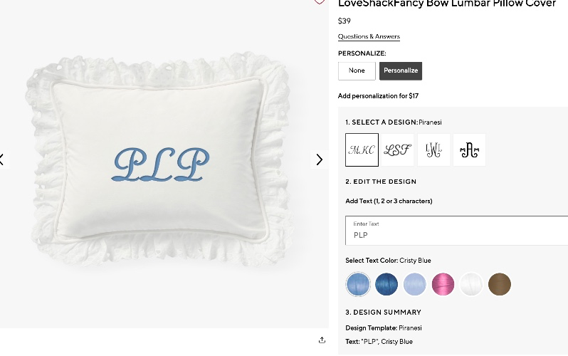 LoveShackFancy Bow Lumbar Pillow Cover