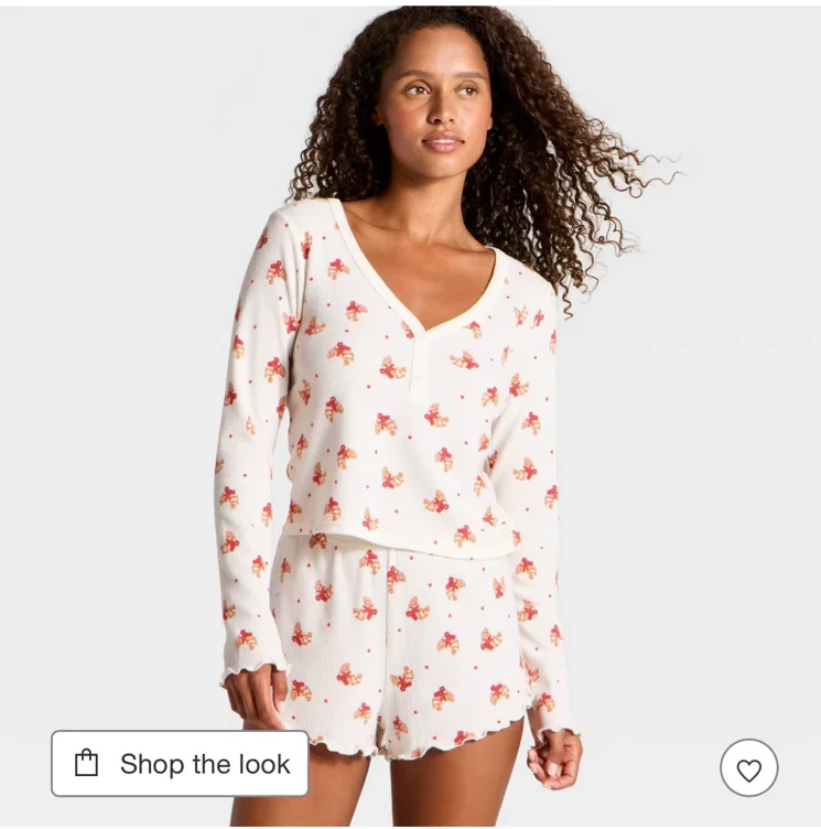 Women's Waffle Long Sleeve Top and Shorts Pajama Set - Wild Fable™ Blue Bunny XXS
