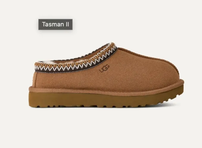 UGG® Women's Tasman II Sheepskin Slippers in Chestnut, Size 9