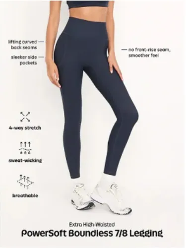Extra-High Waisted PowerSoft Boundless 7/8 Pocket Leggings – No Front Seam | Old Navy