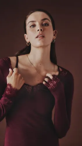Ultralight Cashmere Lace Long Sleeve Shirt