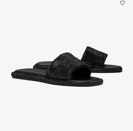 Pavé Double T Sport Slide in black, size 7.5W
