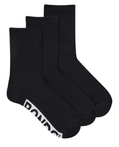 Bonds Mens Logo Cushioned Crew 3 Pack Socks in Black Size: 6-10, Cotton