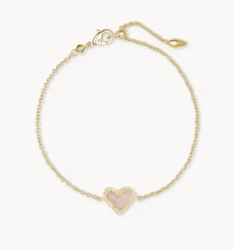 Kendra Scott Ari Heart Gold Chain Bracelet in Rose | Quartz - ⭐️
