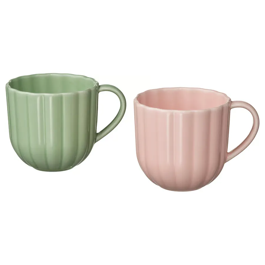 SMÖRFISK Mug - light green/pink 11 oz