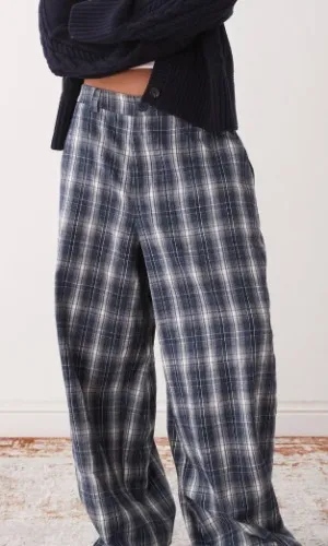 COLLUSION low rise balloon pants in blue plaid-Multi