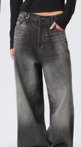 Weekday Astro Unisex low rise baggy fit jeans in faded black wash