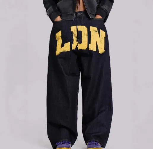 Women's & Men's Washed Retro High Street Tide Trousers Women's Jeans