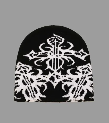 Solid Color Geometric Pattern Knitted Hat With Detailing, Suitable For Daily Wear Street Beanie Fall Outfit