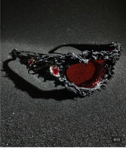 1pc Handmade Resin Eyeball Big Frame Glasses, Futuristic Tech Party Fashion Personalized Geometric Retro Casual Bohemian Baroque Cute Red Heart Gem Street Elegant All Season Original Resin Halloween Glasses Niche Avant-Garde Fashion Casual Unique Designer Handcraft (Each Pair Is One-Of-A-Kind)