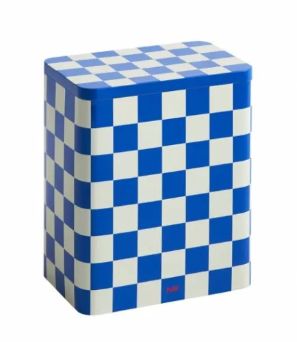 Tin container, L, blue - off-white