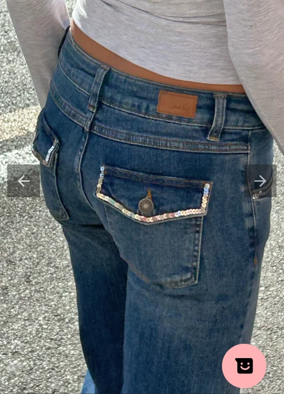 Sequin low waist flare jeans