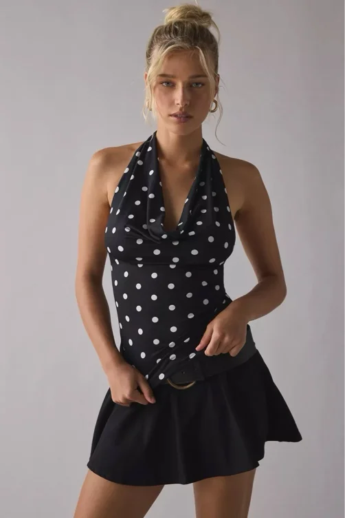 Silence + Noise Coyote Cowl Neck Halter Top
