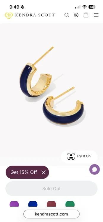 Kendra Scott Ainsley navy and gold earrings 