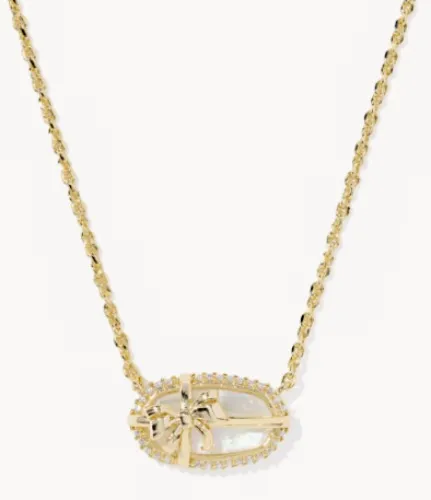 Elisa Bow Gold Short Pendant Necklace 