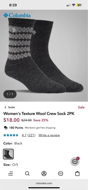 Women’s Texture Wool Crew Socks 2PK