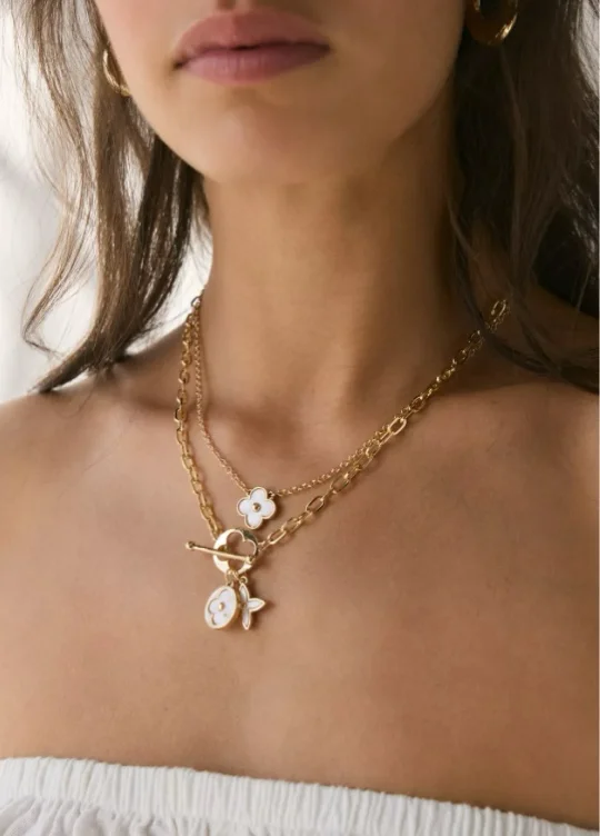 Clover Toggle Layered Necklace