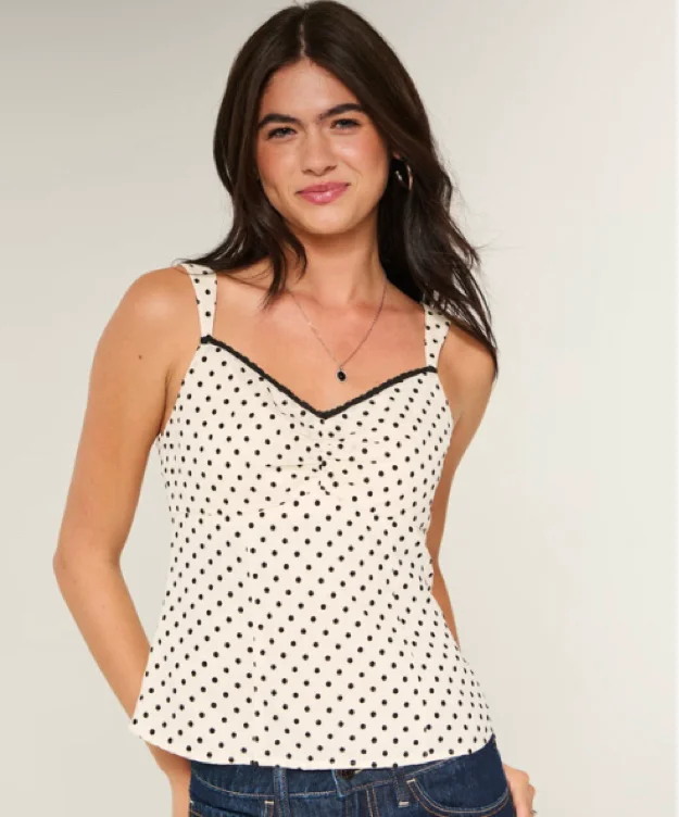 Lace Trim Chiffon Tank