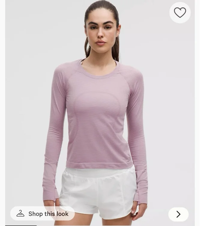 Swiftly Tech Long-Sleeve Shirt 2.0 *Waist Length - Spandex stripe lavender lux- SIZE 4 