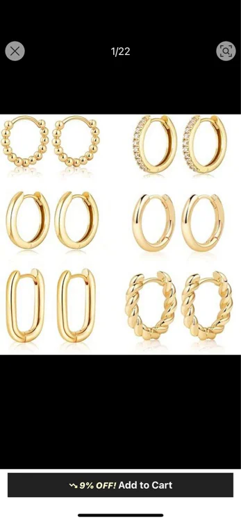 6 pair of gold hoops 