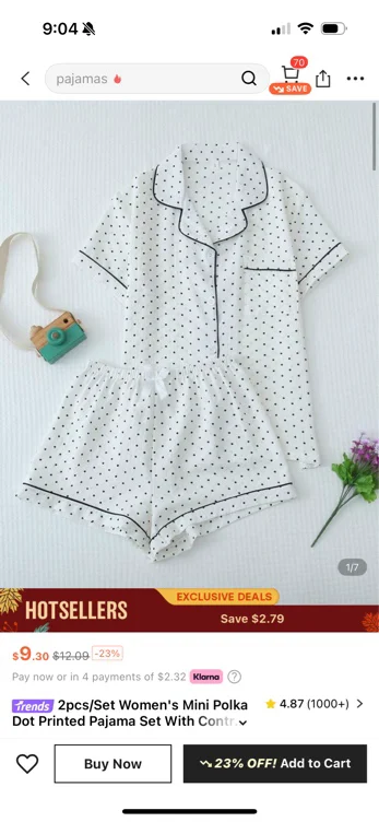 Polka dot printed PJ set 