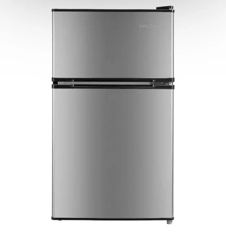 Insignia™ - 3.1 Cu. Ft. Mini Fridge with Top Freezer and ENERGY STAR Certification - Stainless Steel Look
