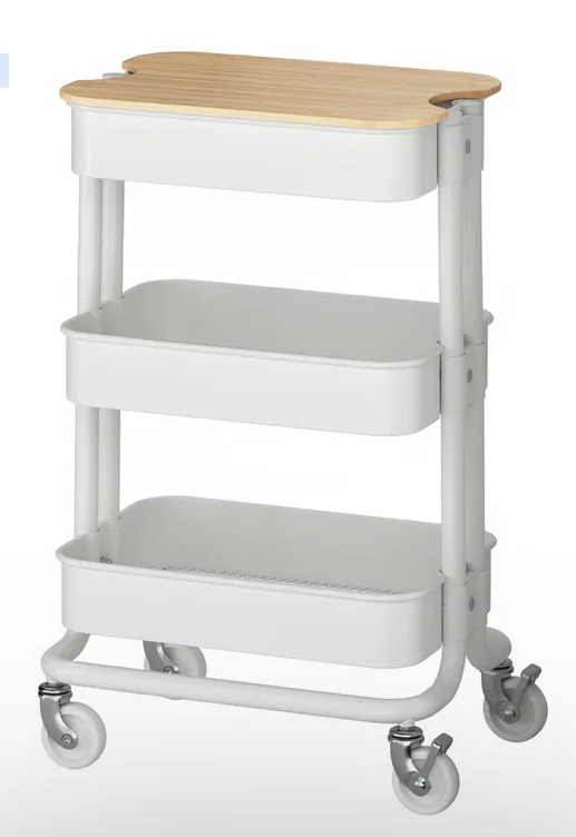 RÅSKOG / NORRÅVA Trolley with lid - white 11x15x24 "