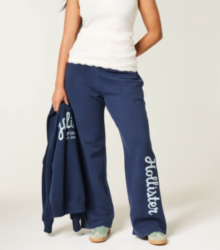 Hollister Feel Good Wide-Leg Logo Graphic Sweatpants
