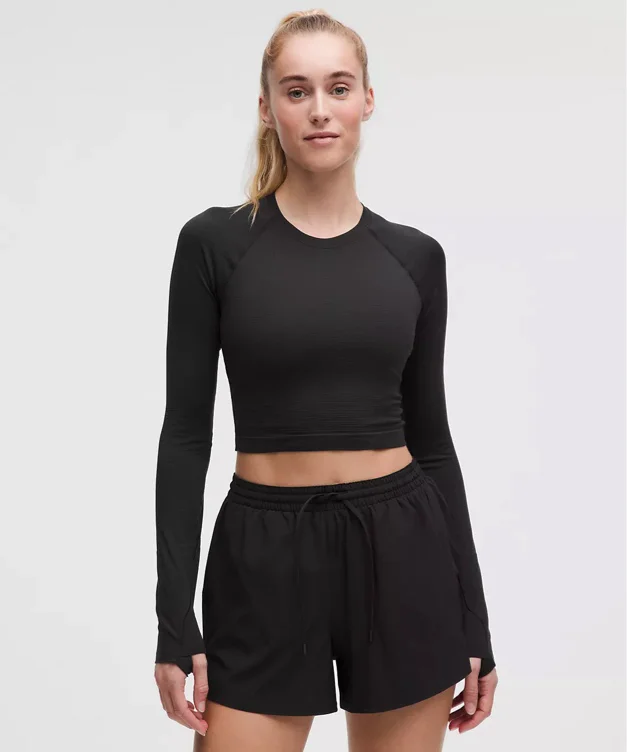 Swiftly Tech Cropped Long-Sleeve Shirt 2.0 - Slate/White - 14