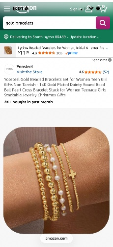 Yoosteel Gold Beaded Bracelets Set for Women Teen Girl Gifts Non Tarnish - 14K Gold Plated Dainty Round Bead Ball Pearl Cross Bracelet Stack for Women Teenage Girls Stackable Jewelry Christmas Gifts