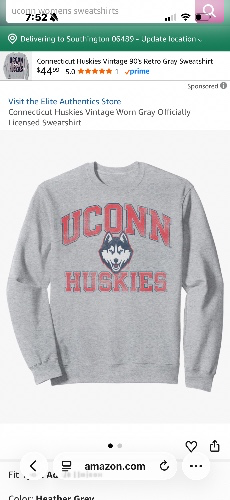 Amazon.com: Connecticut Huskies Vintage Worn Gray Officially Licensed Sweatshirt : Clothing, Shoes & Jewelry