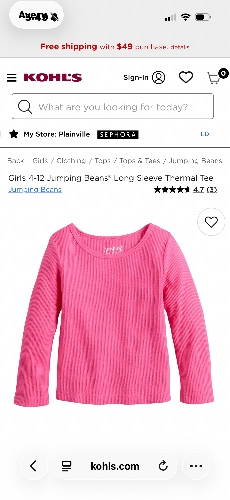 Girls 4-12 Jumping Beans® Long Sleeve Thermal Tee, Girl's, Ivory Tusk