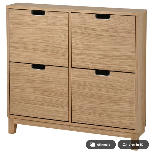 STÄLL Shoe cabinet with 4 compartments - oak veneer 37 3/4x6 3/4x35 3/8 "