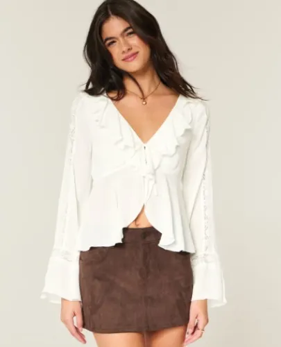 Easy Long-Sleeve Ruffle Babydoll Top