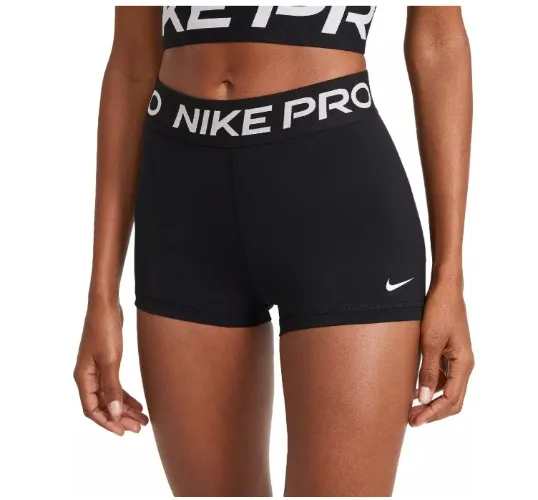 Nike Women's Pro 3” Shorts, XXS, Black/Playful Pink